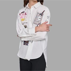 WHIMSY KARL PRINT OVERSIZED BLOUSE large size